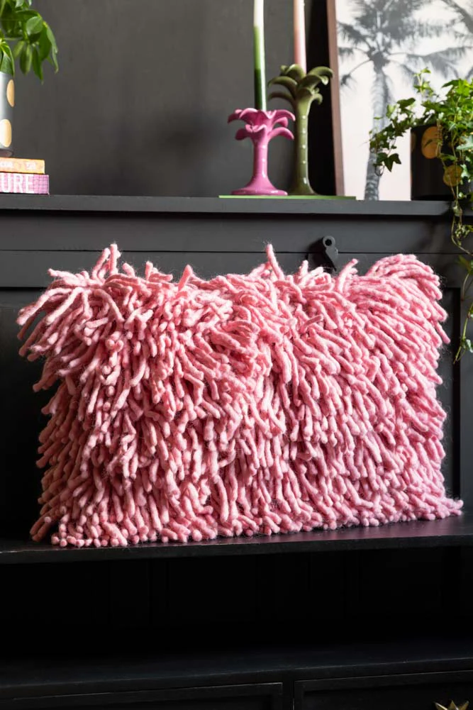 HKLIVING Shaggy Pink Cushion