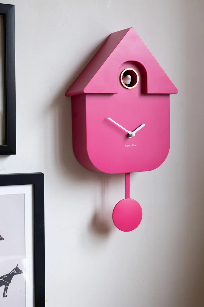 Hot Pink Modern Cuckoo Wall Clock - Image 3