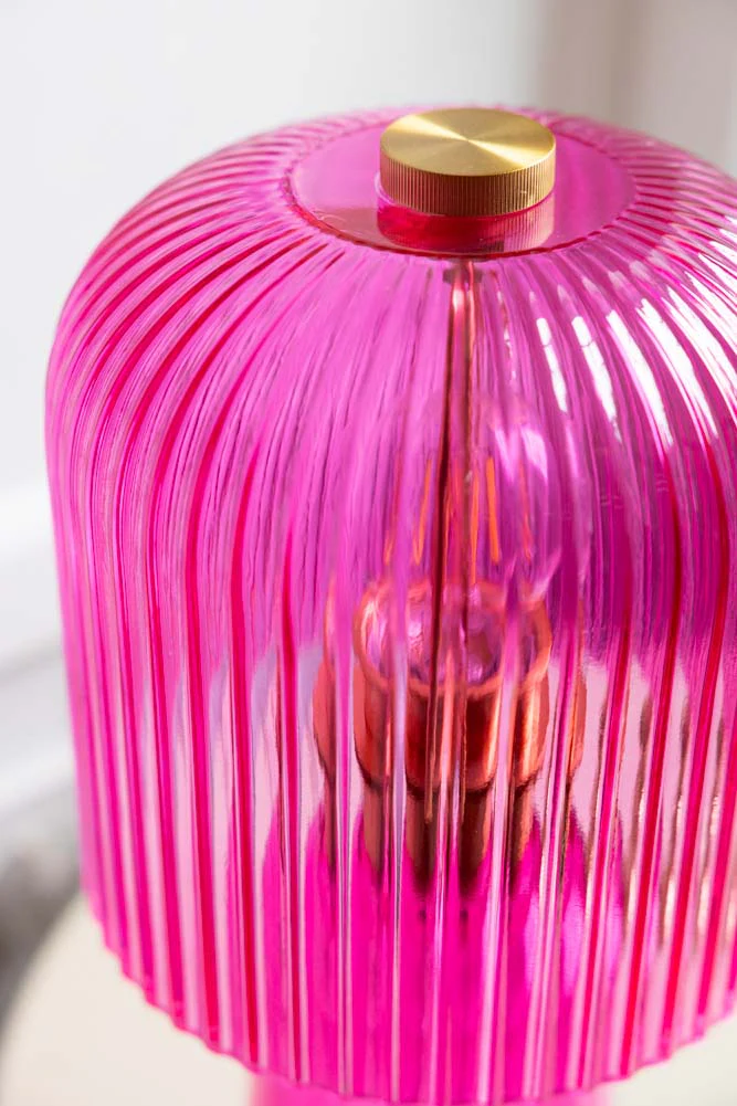 Hot Pink Seventies Glass Table Lamp - Image 3