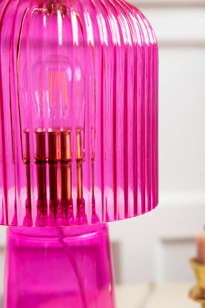 Hot Pink Seventies Glass Table Lamp - Image 5