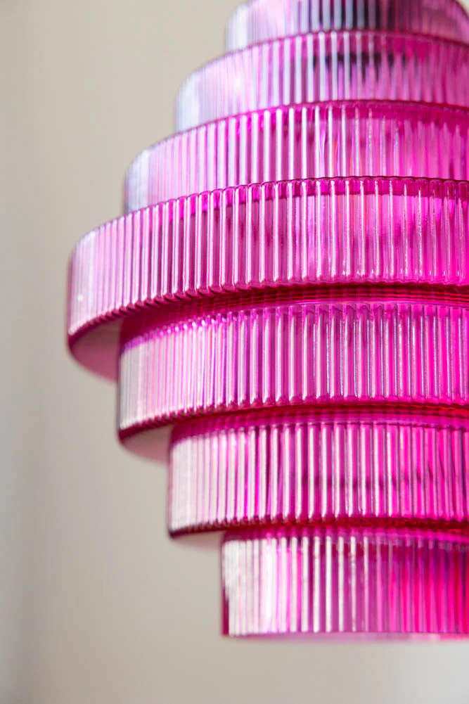 Hot Pink Tiered Glass Easyfit Ceiling Shade - Image 3