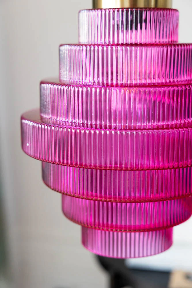 Hot Pink Tiered Glass Easyfit Ceiling Shade - Image 4