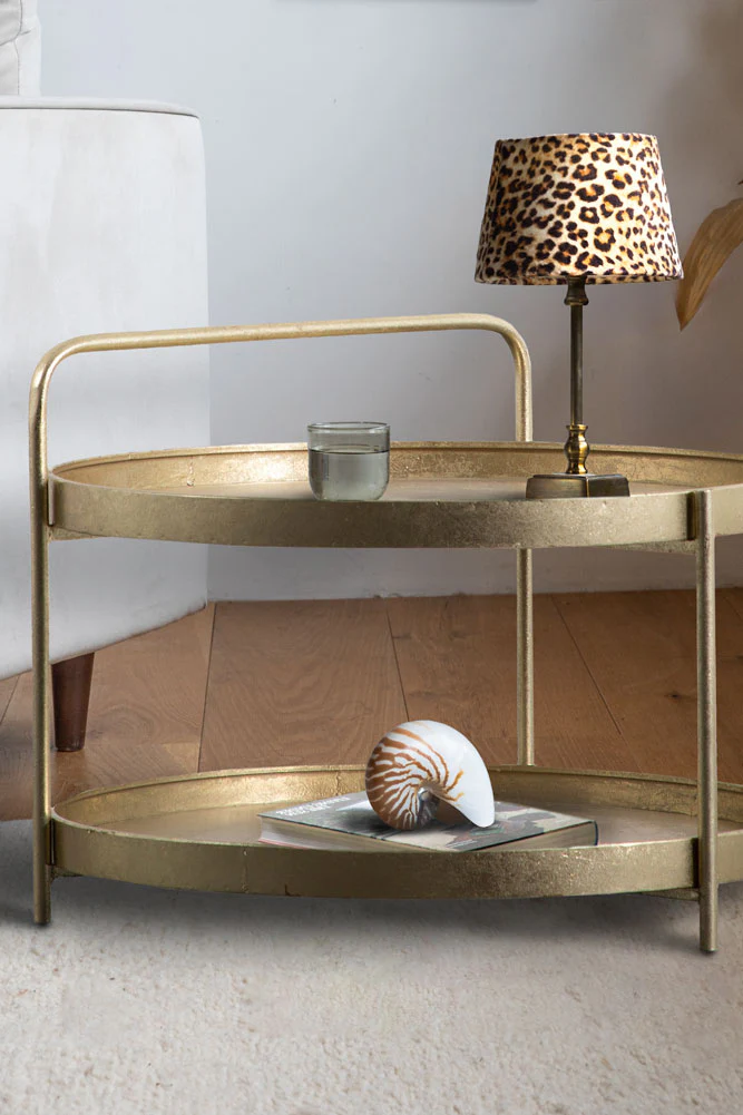 Industrial Style Two-Tier Coffee Table Gold - Image 4