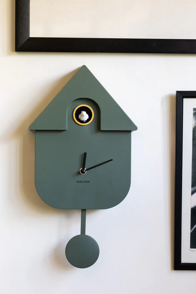 Khaki Green Modern Cuckoo Wall Clock - Image 2