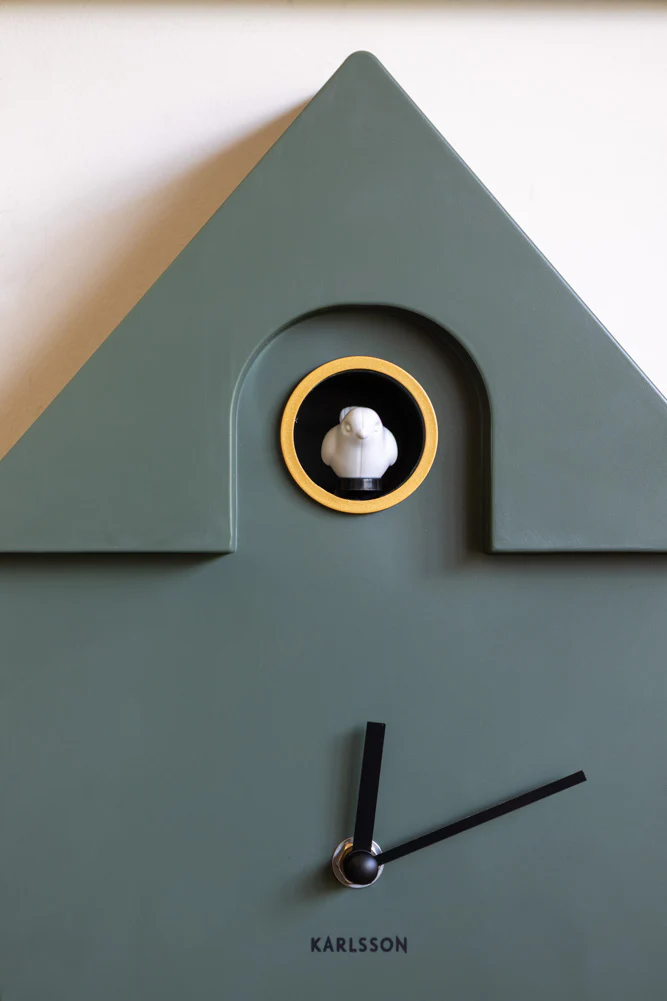 Khaki Green Modern Cuckoo Wall Clock - Image 4