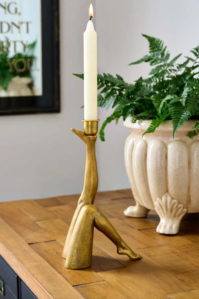 Kicking Leg Candle Holder In Gold - Image 4
