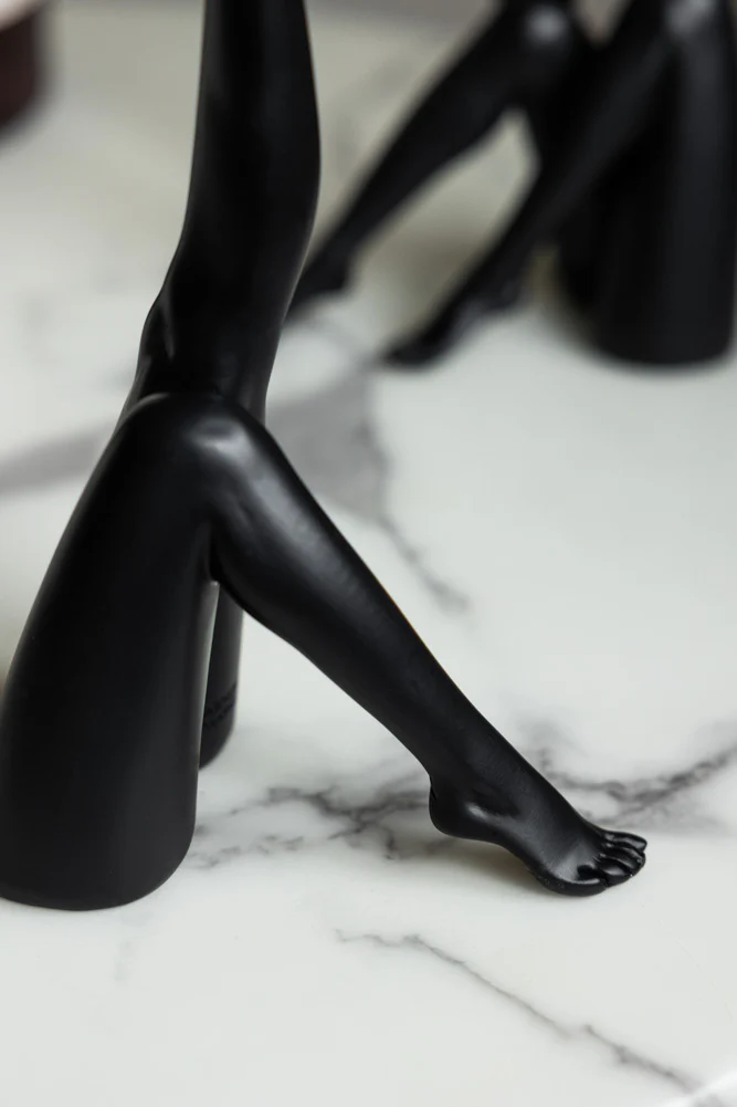 Kicking Leg Candle Holder In Black - Image 2