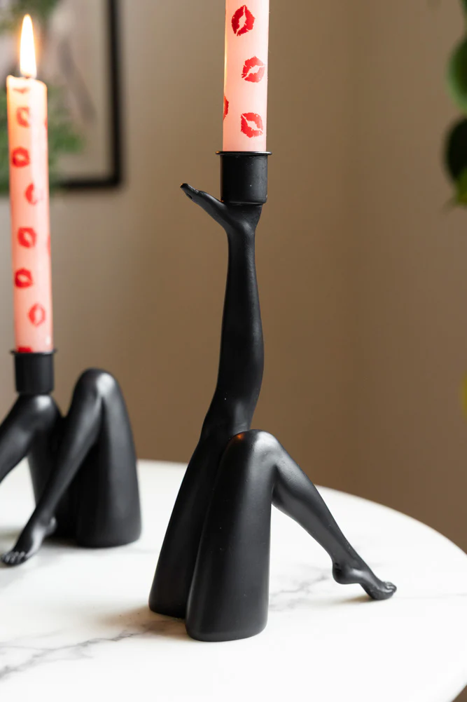 Kicking Leg Candle Holder In Black - Image 3