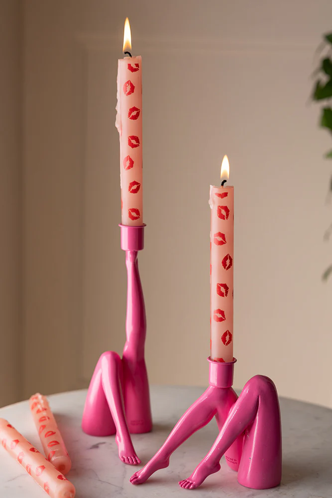 Kicking Leg Candle Holder In Hot Pink - Image 2