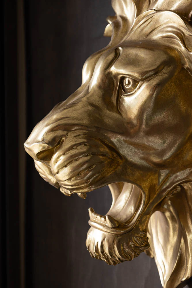 Large Gold Lion Head Wall Art - Image 2