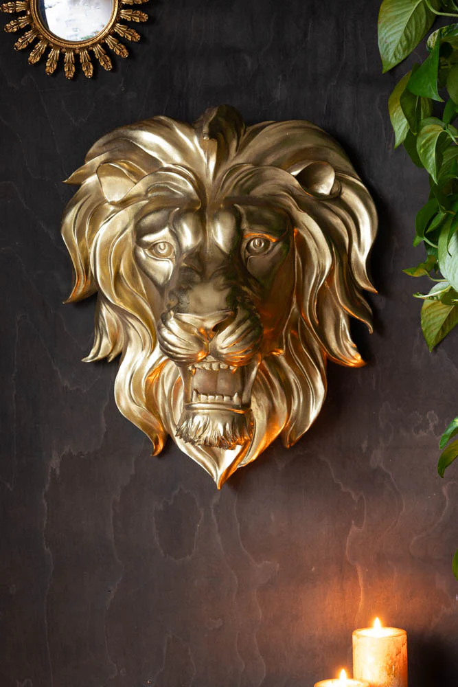 Large Gold Lion Head Wall Art - Image 3