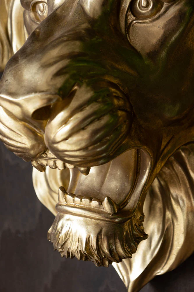 Large Gold Lion Head Wall Art - Image 4