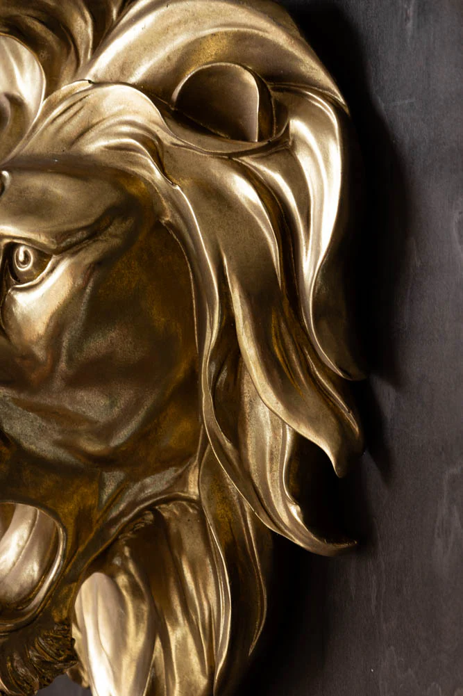 Large Gold Lion Head Wall Art - Image 6