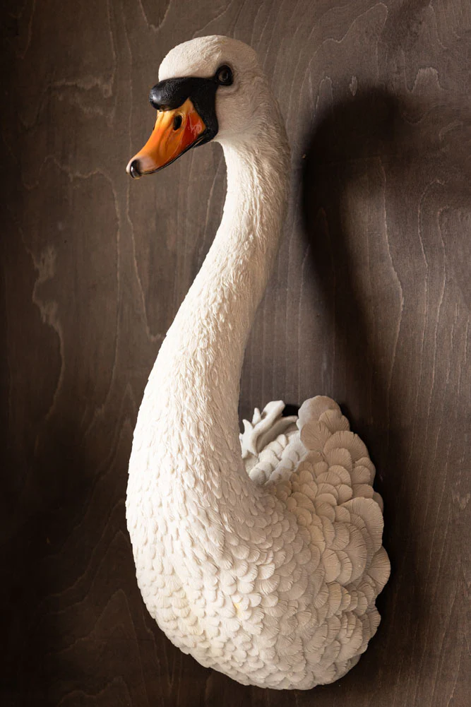 Large White Faux Swan Head Wall Art - Image 2
