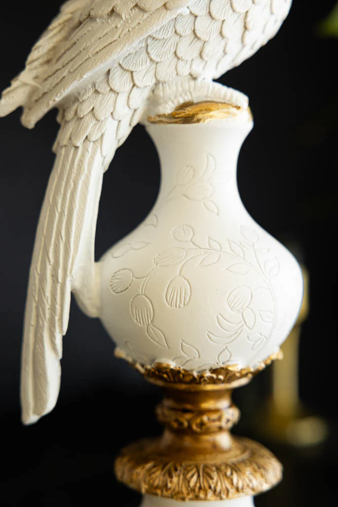 Large White Ornate Parrot Candlestick Holder - Image 3
