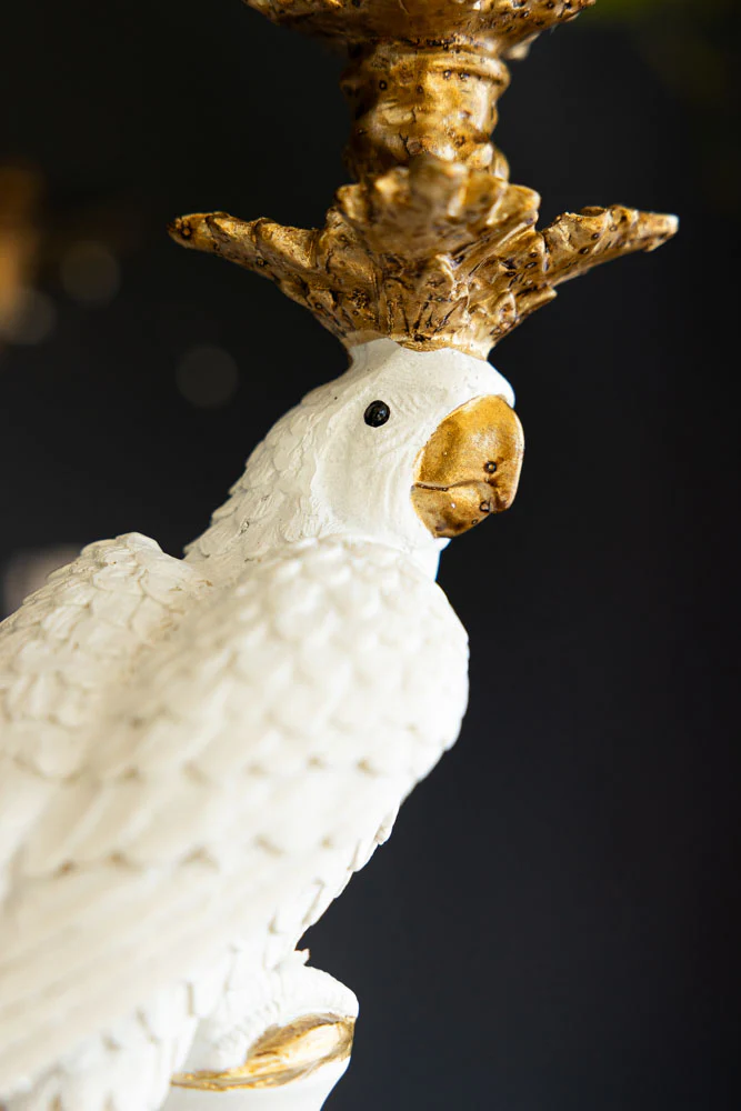 Large White Ornate Parrot Candlestick Holder - Image 7
