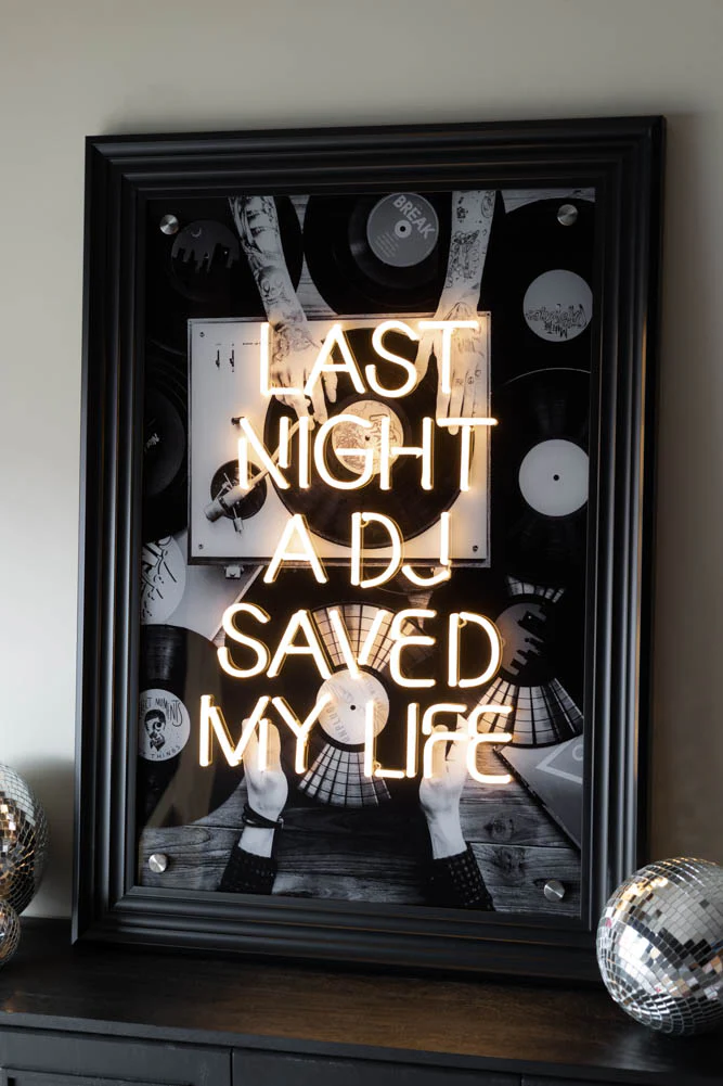 Last Night A DJ Saved My Life...Framed Neon Wall Light - Available in Two Options - Image 2