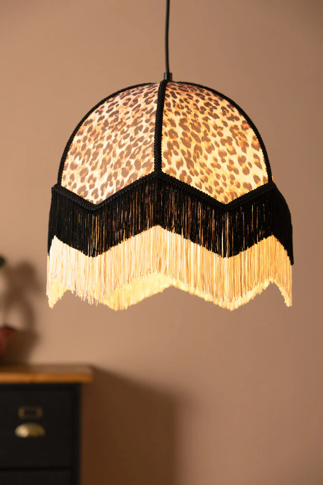 Leopard Love Print Double Tassel Edge Ceiling Light