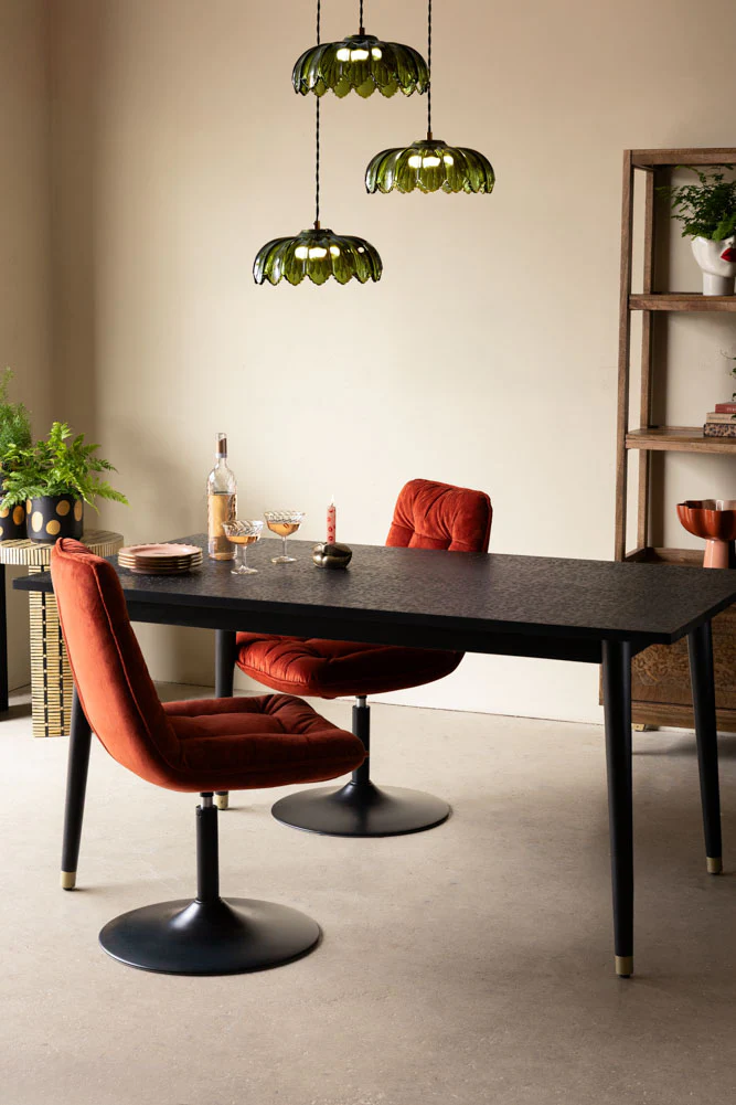 Leopard Print Black Wood 6 Seater Dining Table - Image 2