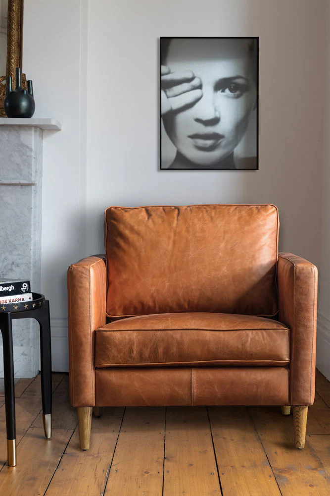 Vintage-Style Brown Leather Armchair