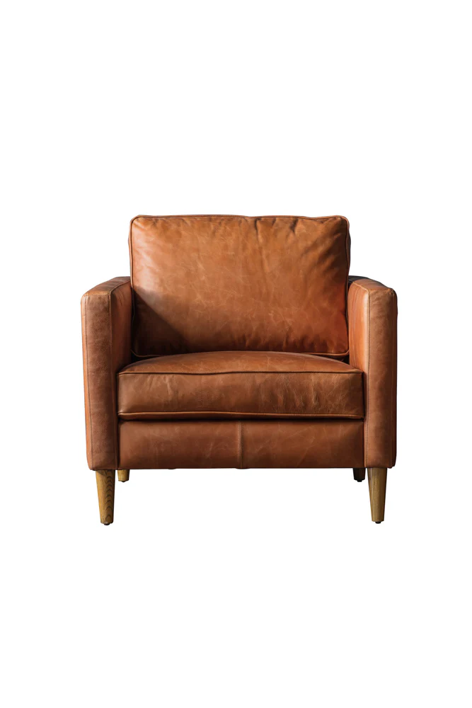 Vintage-Style Brown Leather Armchair - Image 5