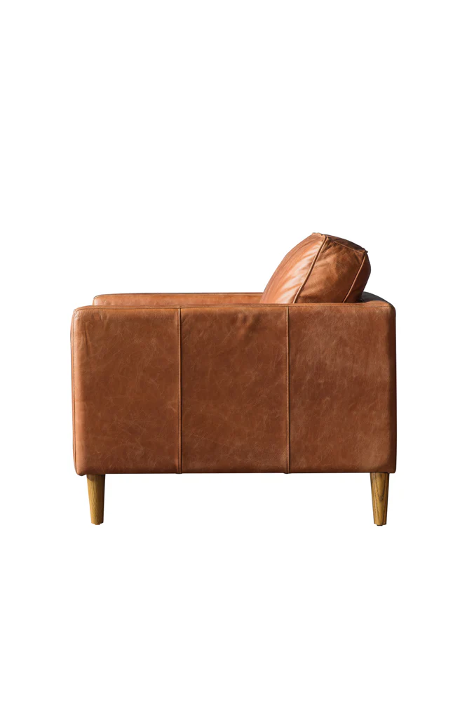 Vintage-Style Brown Leather Armchair - Image 6