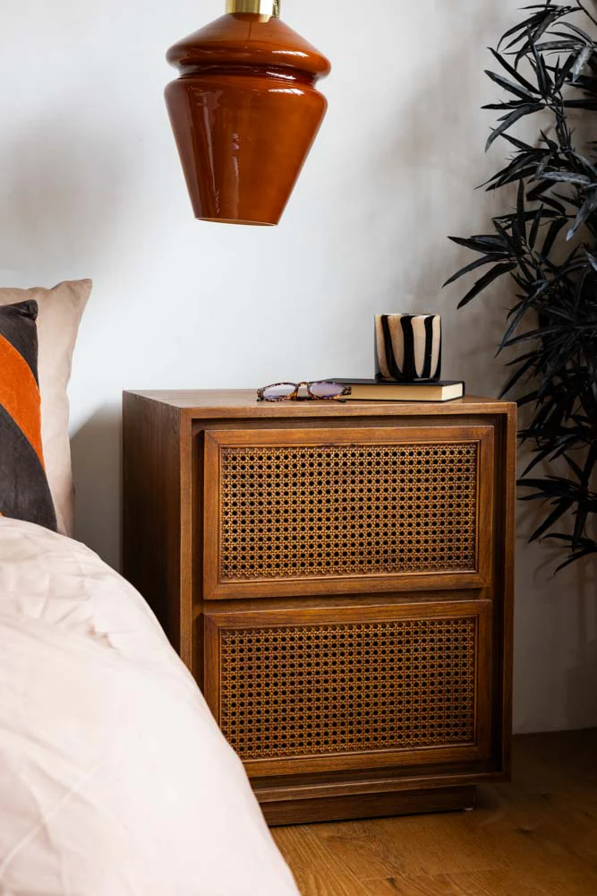 Mid-Century Rattan Bedside Table - Image 2