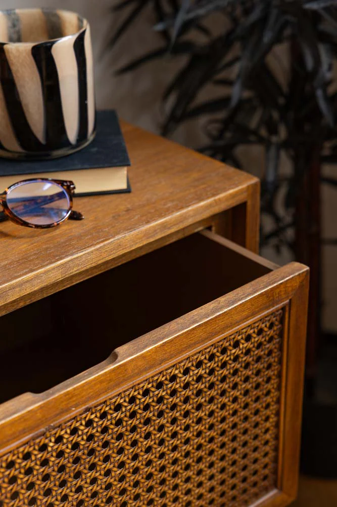 Mid-Century Rattan Bedside Table - Image 3