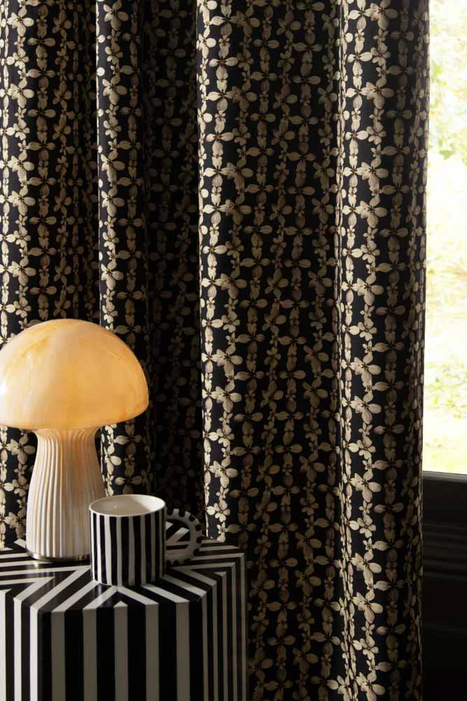 Midnight Daisy Print Eyelet Blackout Lined Curtains - Available in 6 Sizes - Image 3