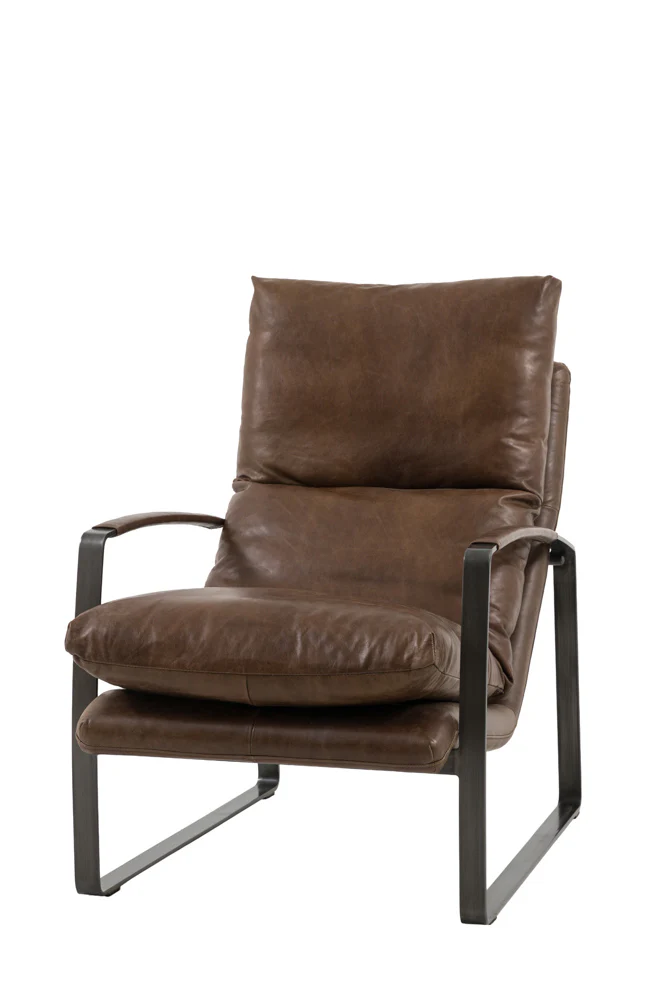 Minimalist Brown Leather Lounge Chair - Image 4