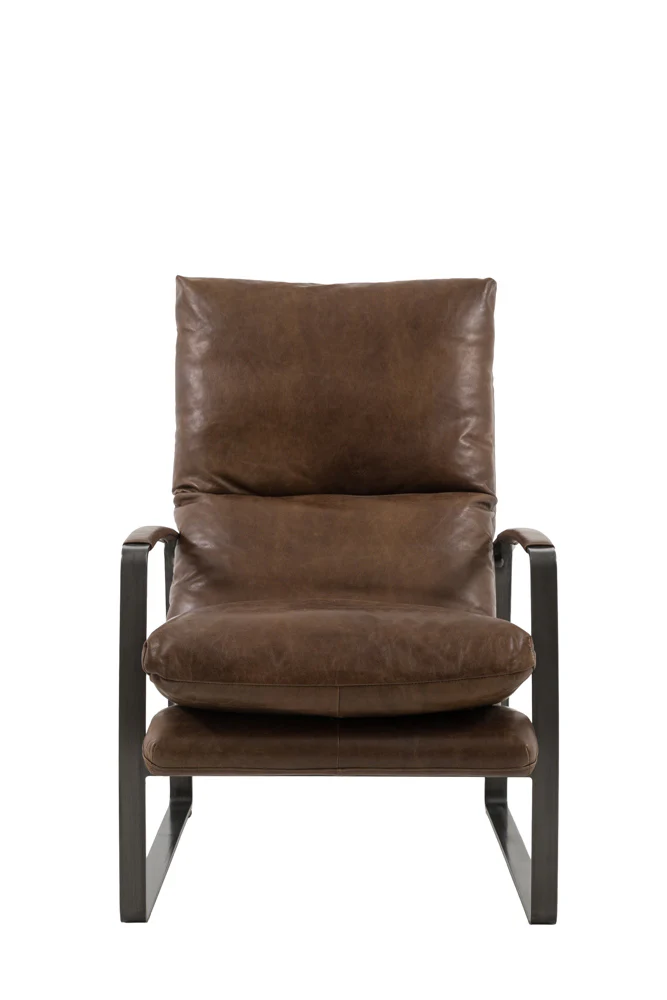 Minimalist Brown Leather Lounge Chair - Image 5