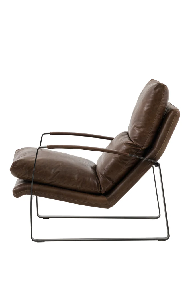 Minimalist Brown Leather Lounge Chair - Image 6