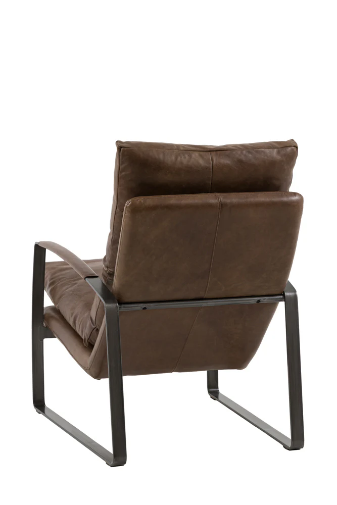 Minimalist Brown Leather Lounge Chair - Image 7