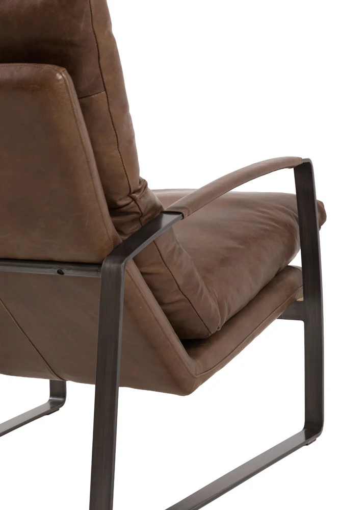 Minimalist Brown Leather Lounge Chair - Image 8