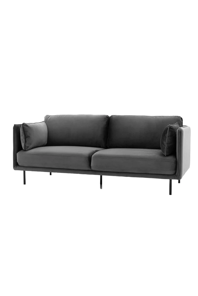 Modern Charcoal Grey Velvet 3-Seater Sofa - Image 6