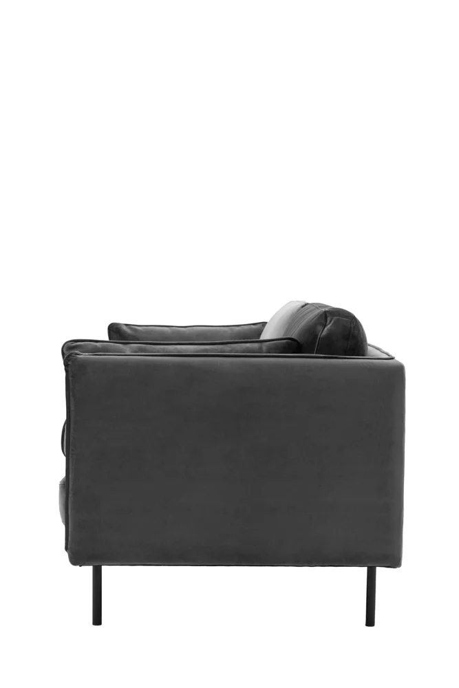 Modern Charcoal Grey Velvet 3-Seater Sofa - Image 7