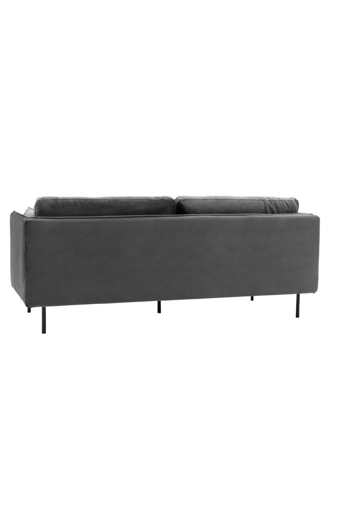 Modern Charcoal Grey Velvet 3-Seater Sofa - Image 8