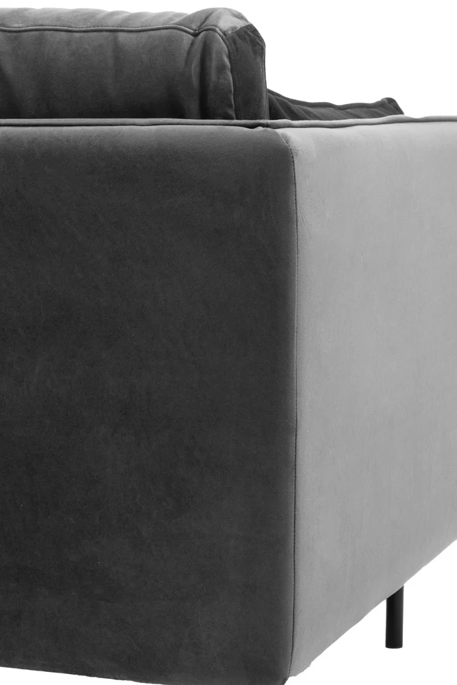 Modern Charcoal Grey Velvet 3-Seater Sofa - Image 9