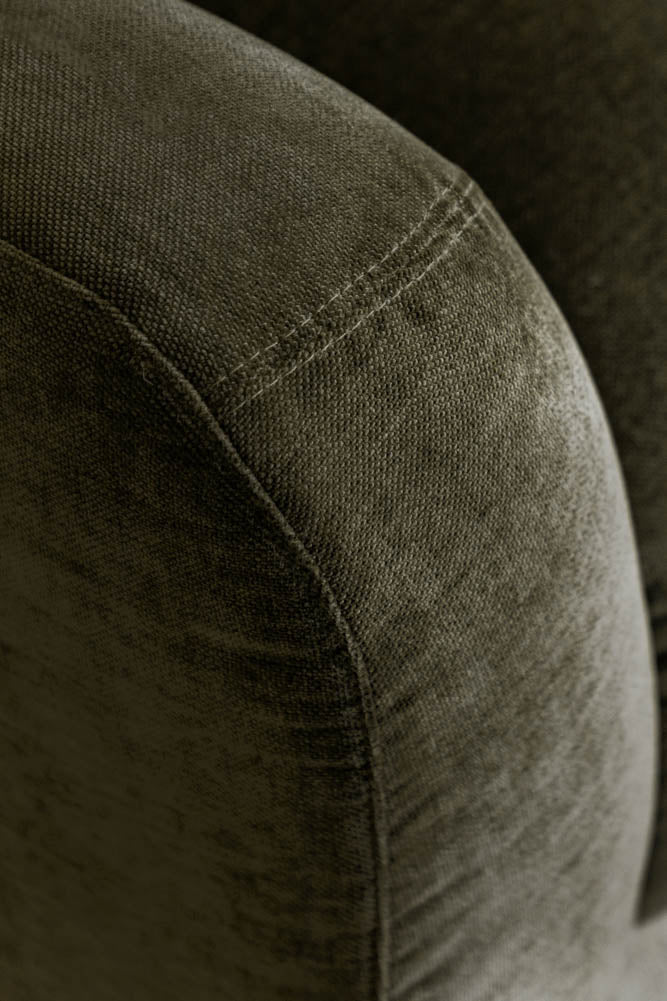 Modern Curved Armchair in Olive Green - Image 2
