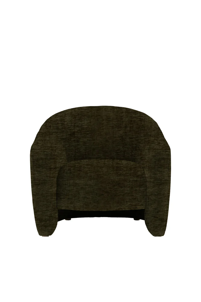 Modern Curved Armchair in Olive Green - Image 4