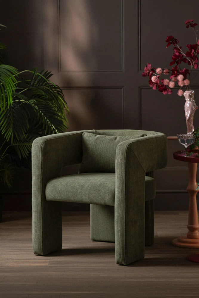 Modern Green Accent Chair with Bolster Cushion - Image 2
