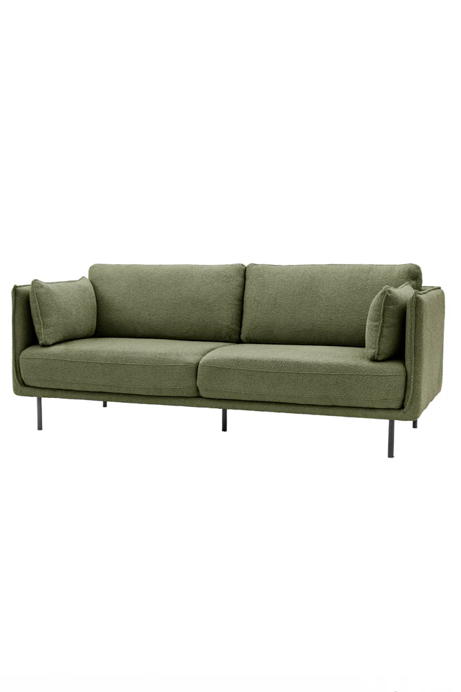 Modern Green Boucle 3-Seater Sofa - Image 6