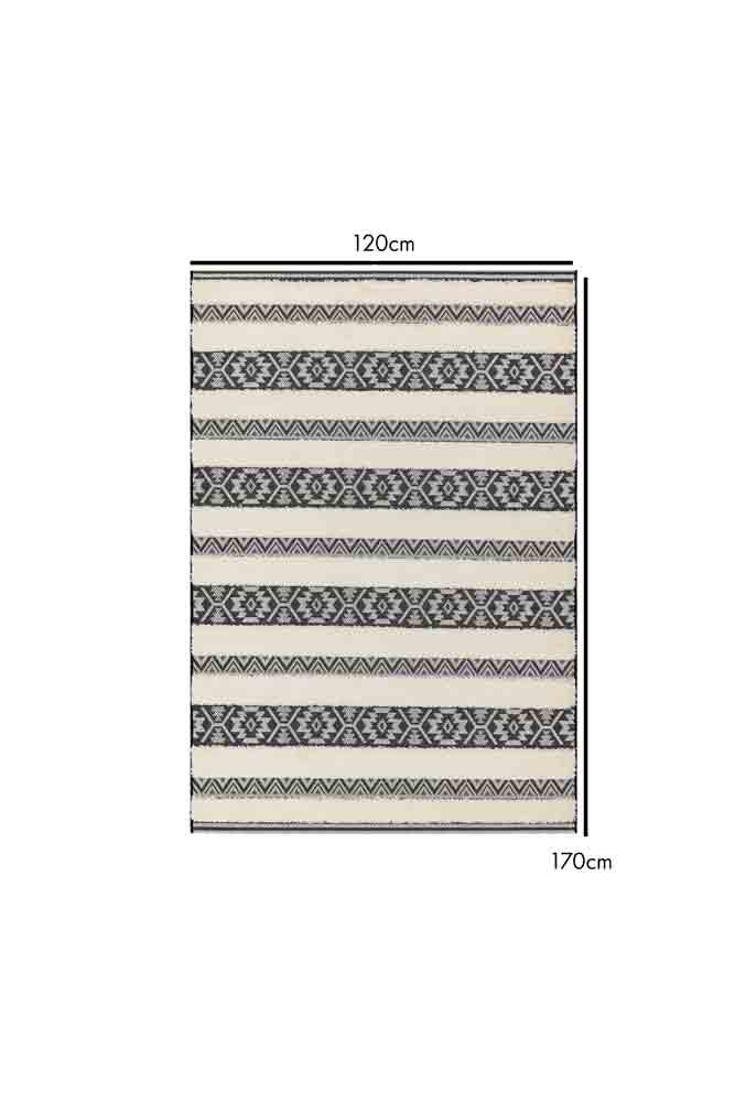 Monochrome Aztec Stripe Indoor/Outdoor Garden Rug - 3 Sizes Available - Image 7