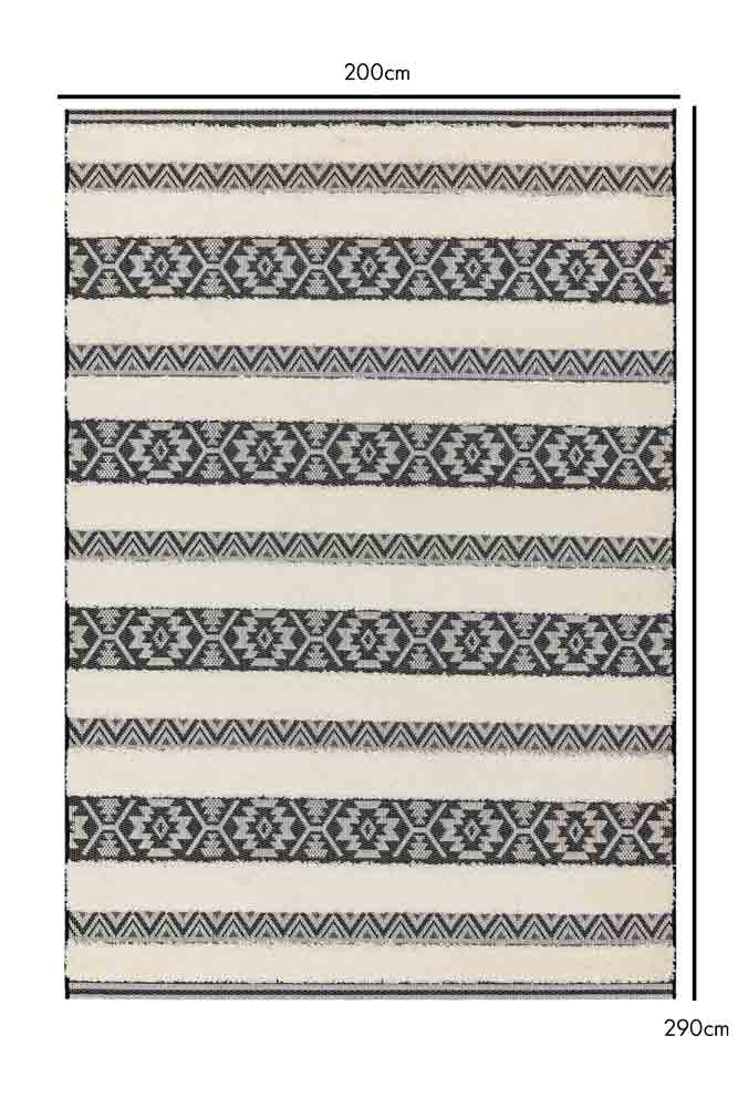 Monochrome Aztec Stripe Indoor/Outdoor Garden Rug - 3 Sizes Available - Image 9