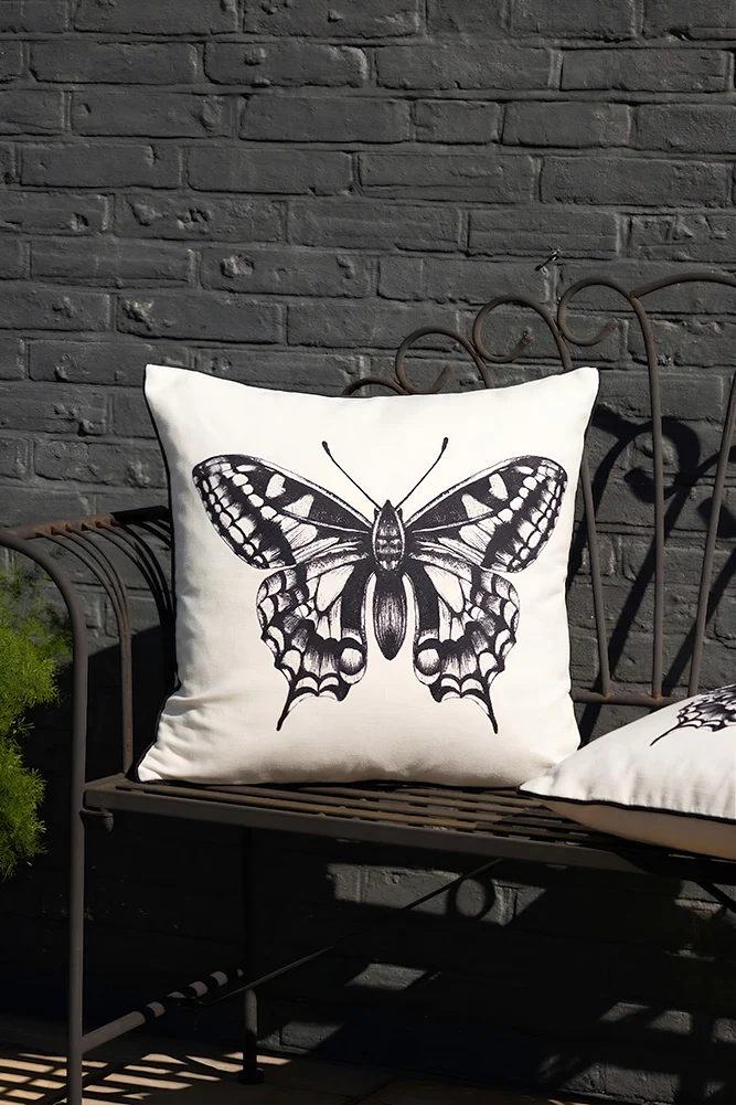 Monochrome Butterfly Outdoor Cushion - Image 6