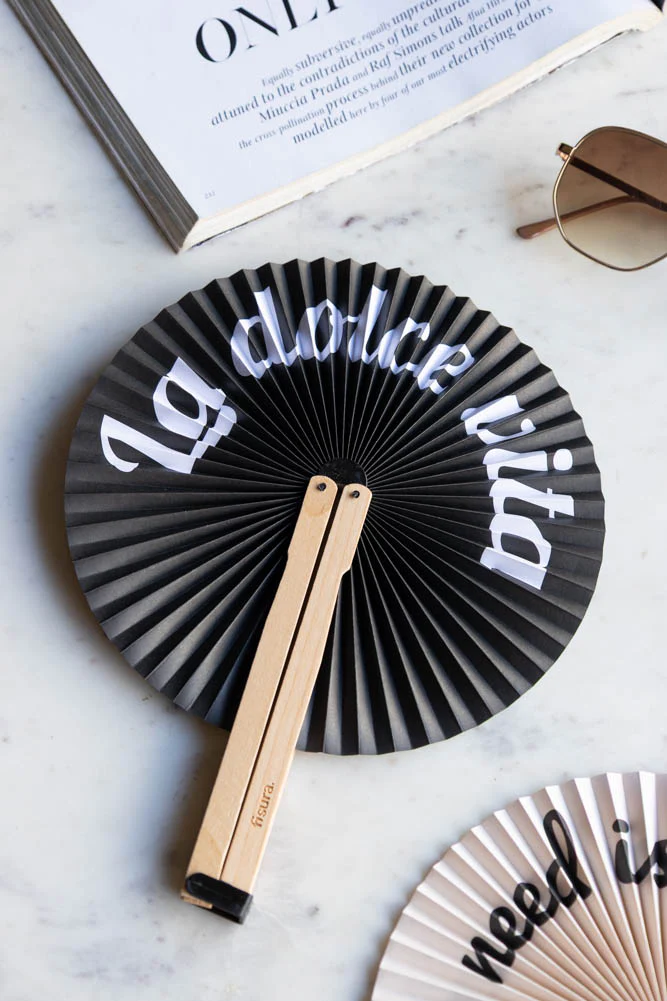 Monochrome La Dolce Vita Hand Held Fan - Image 5