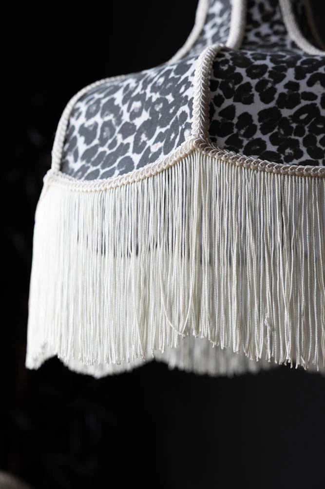 Monochrome Leopard Print Tassel Edge Ceiling Light - Image 2