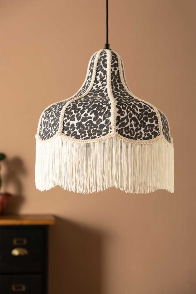 Monochrome Leopard Print Tassel Edge Ceiling Light - Image 3