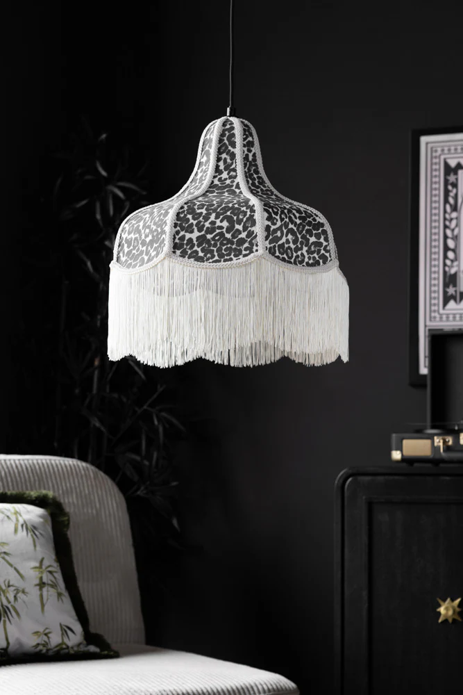 Monochrome Leopard Print Tassel Edge Ceiling Light - Image 4