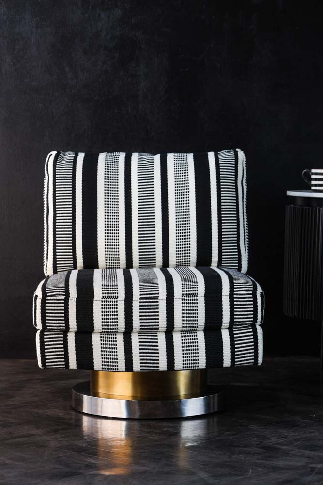 Monochrome Stripe Swivel Chair - Image 3